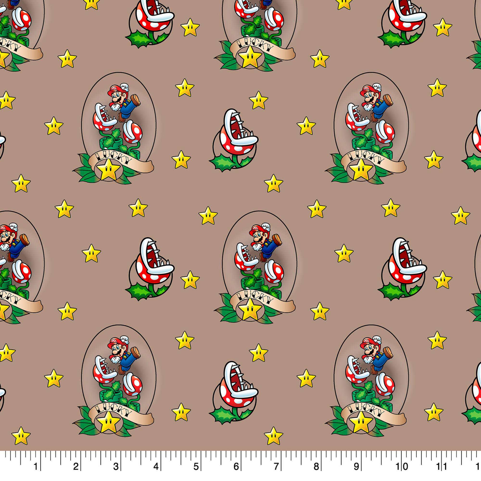 Nintendo® Brown Lucky Mario Cotton Fabric